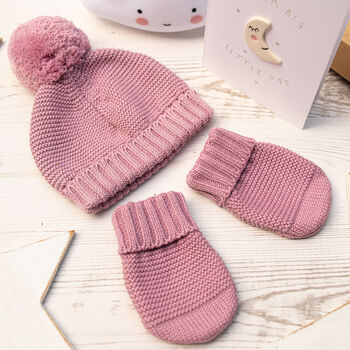New Baby Bobble Hat And Mittens Set, 5 of 11