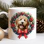 Personalised Golden Doodle Christmas Wreath Dog Mug, thumbnail 1 of 2