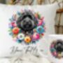 Personalised Black Cockapoo Summer Floral Dog Wreath Cushion And Mug Gift Bundle, thumbnail 1 of 4