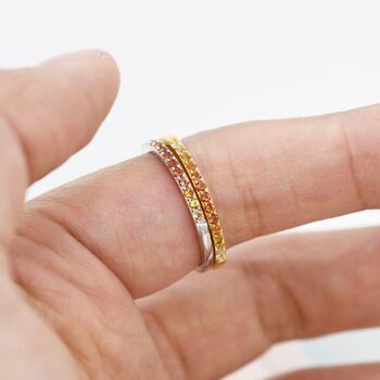 Rainbow Red Ombre Half Eternity Ring In Sterling Silver, 7 of 12