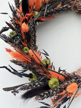 Halloween Dried Flowers Wreath With Pumpkins, 3 of 3