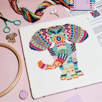 Mandala Elephant Cross Stitch Kit, 3 of 10