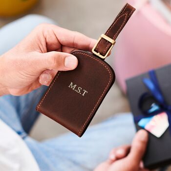 Personalised Luxury Fold Out Leather Luggage Tag, 3 of 8