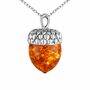 Personalised Sterling Silver Amber Acorn Pendant Necklace, thumbnail 5 of 10