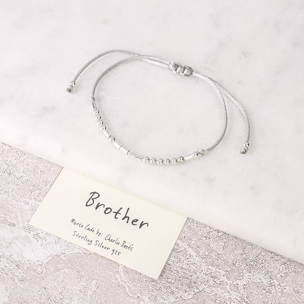 Sterling Silver 925 'Brother' Morse Code Bracelet, 1 of 6