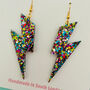 Large Rainbow Lightning Bolt Earrings, thumbnail 3 of 3