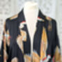Ladies Luxury Black Bamboo Silk Kimono Robe Crane Bird Noir, thumbnail 5 of 10