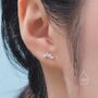 Sterling Silver Mini Marquise Cz Internally Threaded Flat Back Earrings, thumbnail 3 of 12