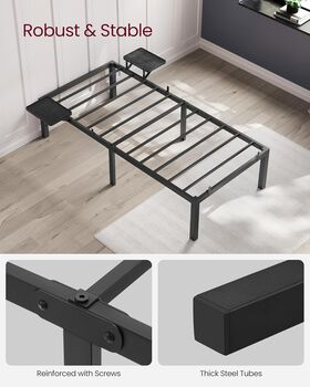 Single Bed Frame With Bedside Shelves Metal Bed Frame, 5 of 7