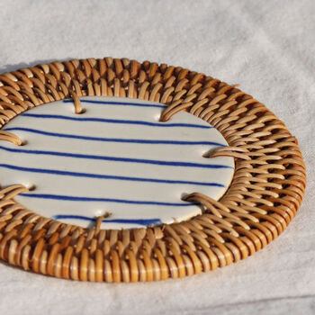 Handmade Ceramic And Rattan Coaster, 6 of 11
