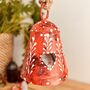 Orange Terracotta Red Hand Painted Hanging Heart Bell, thumbnail 5 of 8