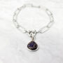 Silver Amethyst February Birthstone Paperclip Bracelet, thumbnail 1 of 3