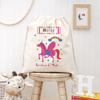 Personalised Unicorn Cotton Nursery Bag, 3 of 3