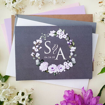 Lilac, Grey White Floral Wedding Invitations, 4 of 6