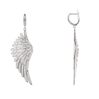 Angel Wing Silver Plated Drop Earring White, 3 of 8