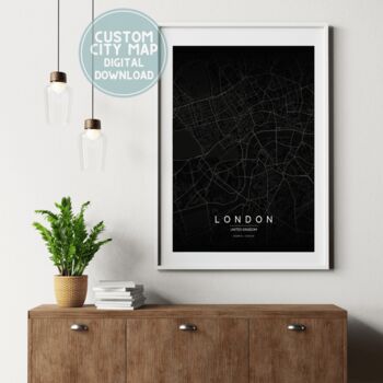 Custom Digital Map Print Black And White Multiple Sizes, 3 of 3