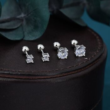 Cz Crystal Screw Back Earrings, 2 of 12