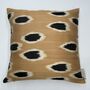 Square Ikat Silk Cushion Camel And Black Spot, thumbnail 8 of 9