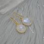 Rainbow Moonstone Gold Drop Earrings, June Birthstone, thumbnail 1 of 8