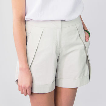 Orta Tailored Cotton Shorts Grey, 2 of 4