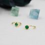 Sterling Silver Genuine Green Onyx Huggie Hoop Earrings, thumbnail 2 of 10