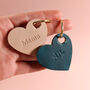 Leather Anniversary Personalised Heart Keyring, thumbnail 3 of 8