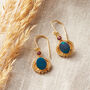 Blue Opal Estrucan Style Gold Plated Silver Earrings, thumbnail 3 of 6