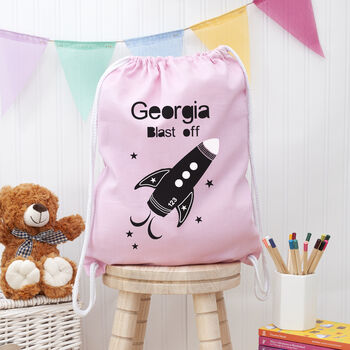 Personalised Children's Space Rocket Pe Kit Bag, 4 of 12