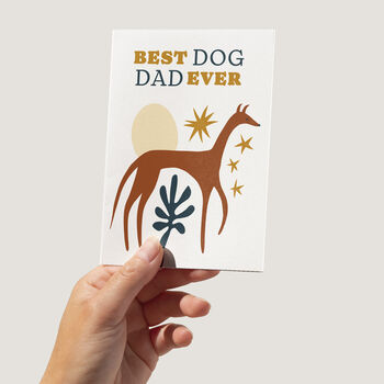 Cute Greyhound Boho Best Dog Dad Ever Greetings Card, 3 of 4