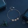 Daisy Flower Trio Bracelet In Sterling Silver, thumbnail 4 of 8