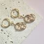 Gold Plated Pretzel Huggie Hoop Earrings Handmade, thumbnail 1 of 5