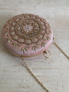 Light Pink Circular Handcrafted Clutch Bag, 7 of 7