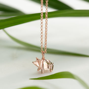 Sterling Silver Origami Pig Necklace, 7 of 12