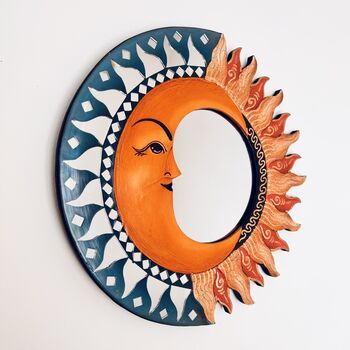 Handmade Sun And Moon Mirror With Mosaic Detail, 7 of 8