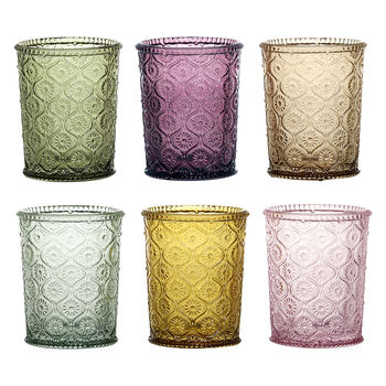 Solara Set Of Six Floral Coloured Glass Tumblers, 2 of 3