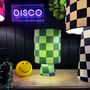 Handmade Checkerboard Velvet Lamps In Apple Sours, thumbnail 3 of 6