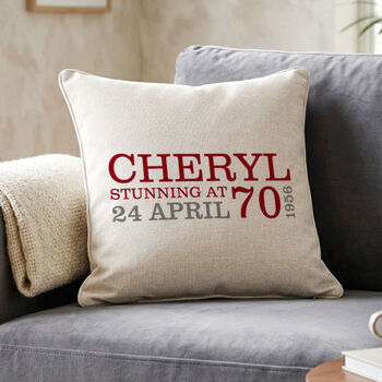 Personalised 70th Birthday Cushion, 5 of 8