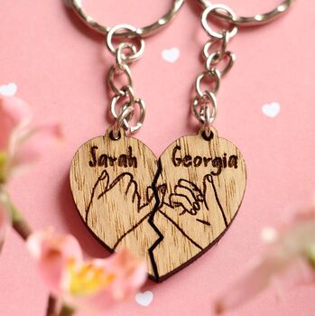 Personalised Pinky Promise Keyrings – Custom Friend And Couples Matching Keychains, 2 of 4