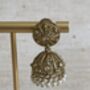 Antique Gold Small Jhumki Earrings, thumbnail 2 of 4