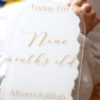 Muslim Baby Milestone Acrylic Plaques White And Gold, 9 of 12