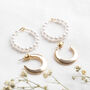 Gold Plated Pearl Hoop Earring Set, thumbnail 1 of 5