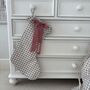 Personalised Beige Gingham Stocking Velvet Bow, thumbnail 4 of 10