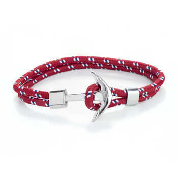 Personalised Men's Red Rope Nautical Anchor Bracelet, 7 of 10