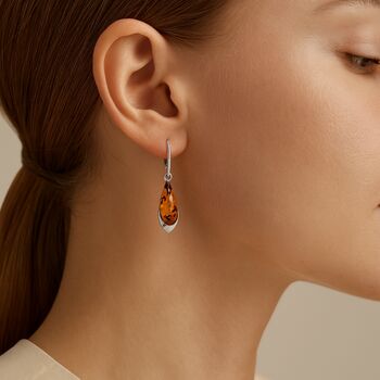 Sterling Silver Baltic Amber Teardrop Earrings, 3 of 5