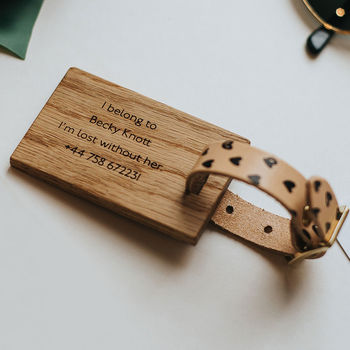 Personalised Wooden Luggage Tag Adventure, 2 of 3