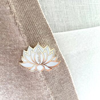 Lotus Flower Pink Or White Unalome Enamel Pin, 7 of 12