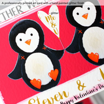 Personalised Penguin Couple Valentine's Card, 4 of 9