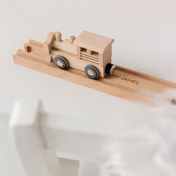 Personalised Christening Wooden Train Track And Engine, 3 of 4