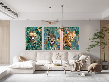 Framed Cheetah Tropical Jungle Wall Art Print Copper, 8 of 9
