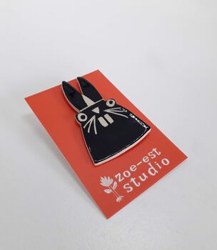 Illustrated Ceramic Rabbit Brooch, 4 of 4